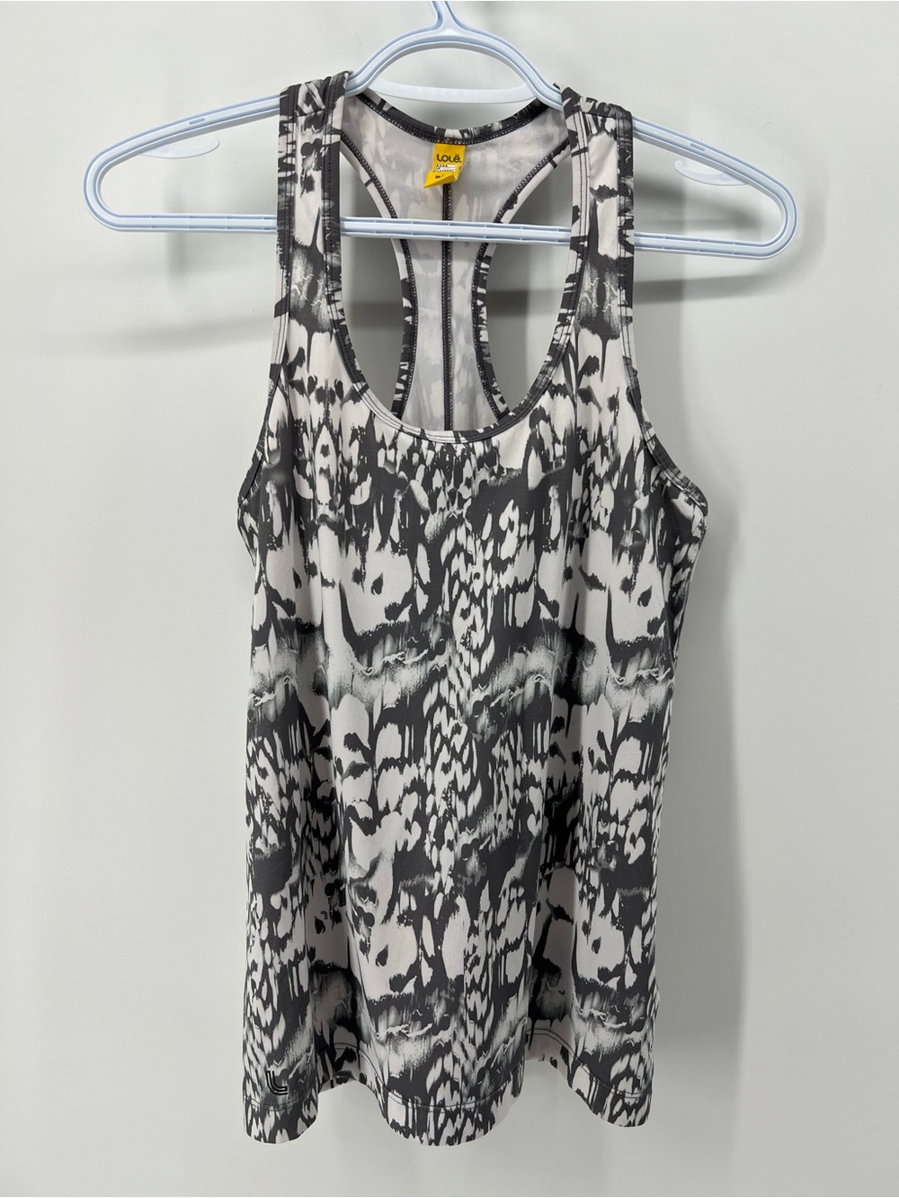 Lole Women’s XS Gray & White Abstract Print Racerback Workout Performance Tank